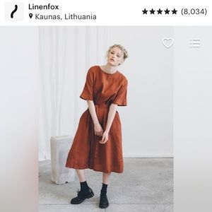 Linenfox kimono ELLEN dress in terracotta